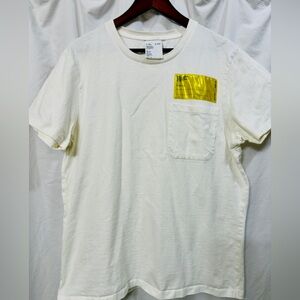 HELMUT LANG $120 PATCH LOGO POCKET UTILITY Whte TEE Luxury Unisex Sz XL/XXL EUC